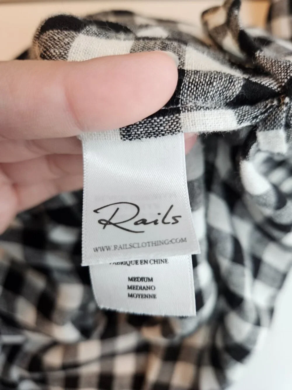Rails Isabelle Gingham Off The Shoulder Top Black Women's Size M NEW Preppy